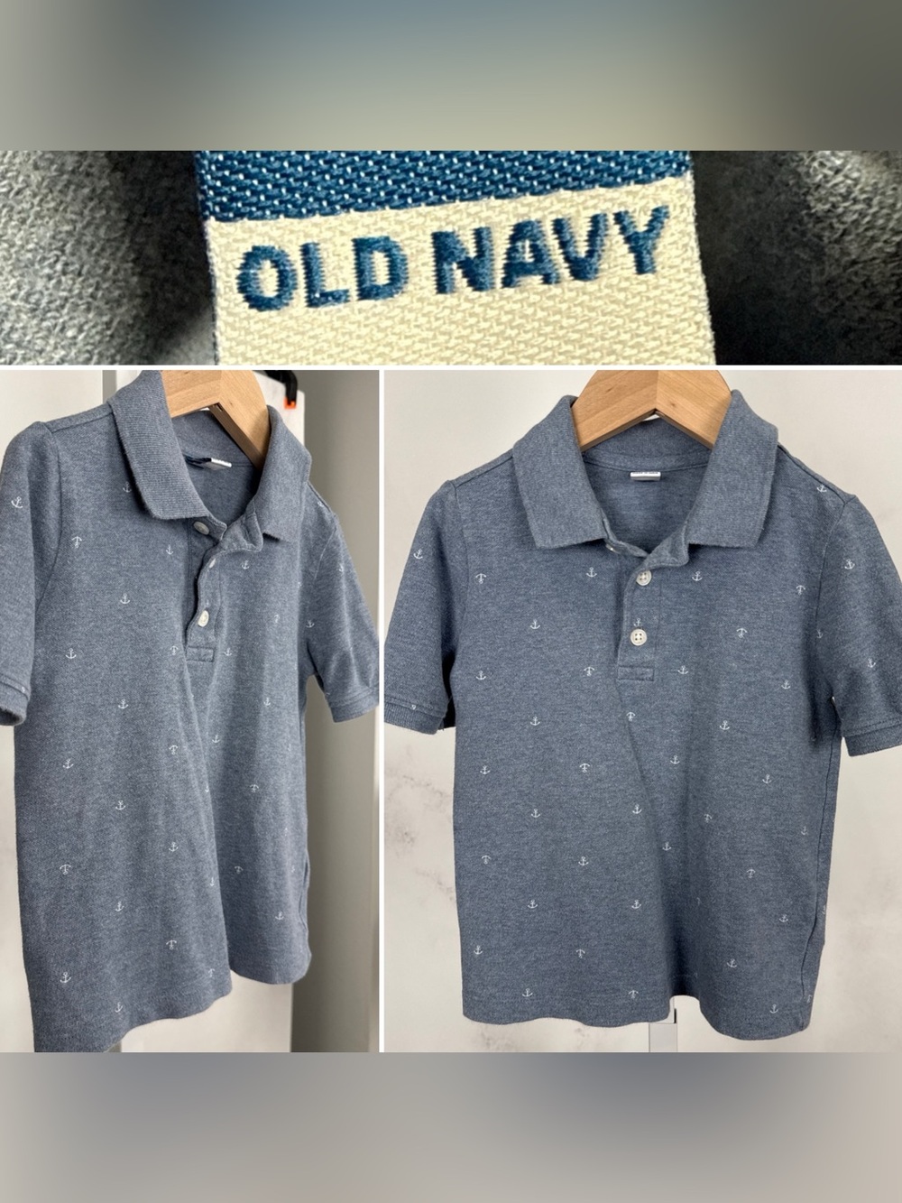 Old Navy Boys Printed Pique Blue Polo Size 4T